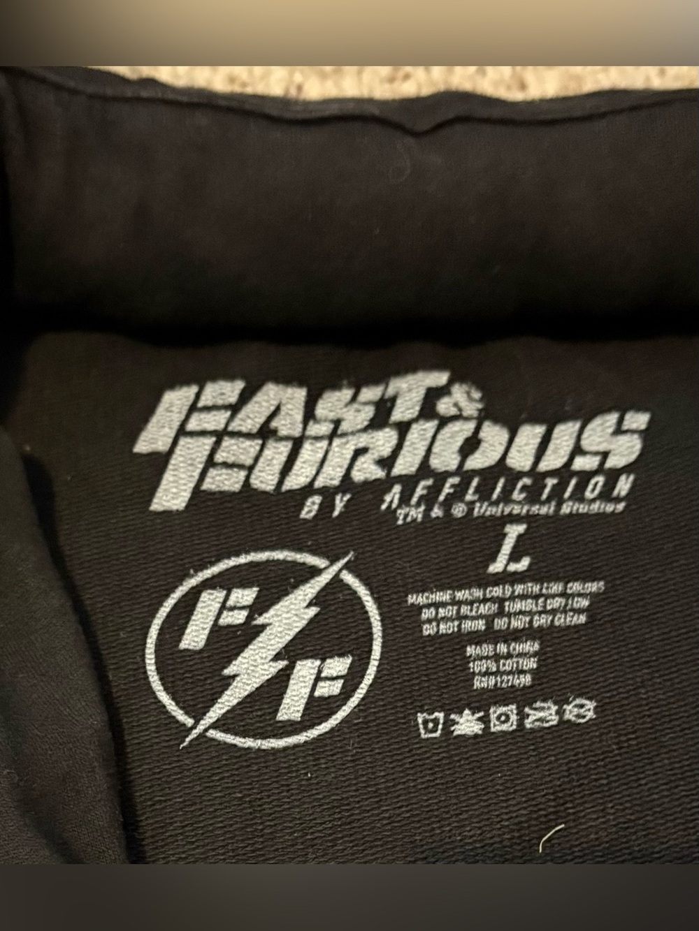 Fast & Furious by Affliction Black Acid-Washed Cotton Moto-Inspired Zip Hoodie - Picture 2 of 14